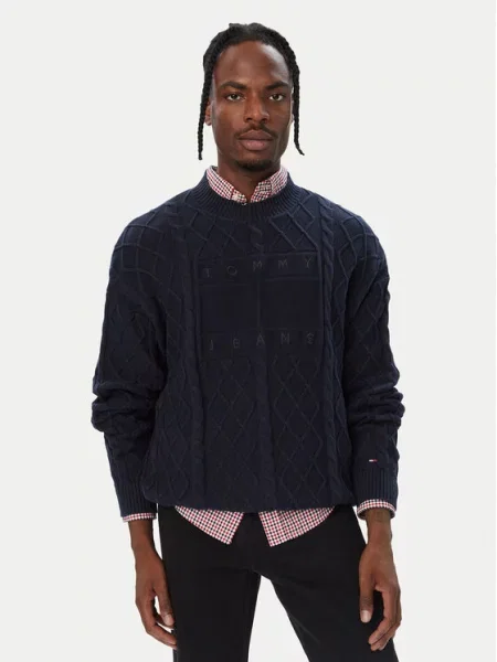 Tommy Jeans Sweter Flag granatowy