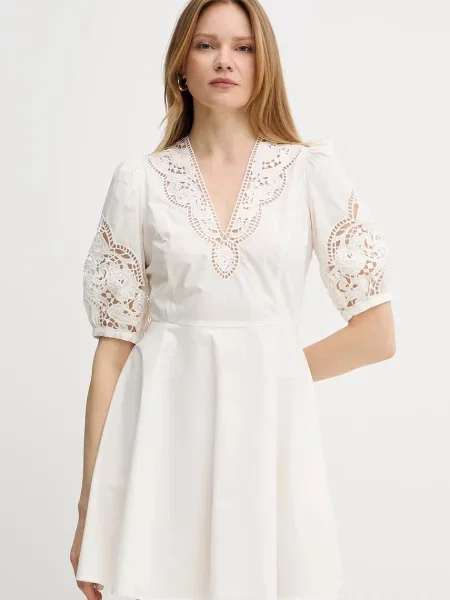 Twinset sukienka mini rozkloszowana beżowy