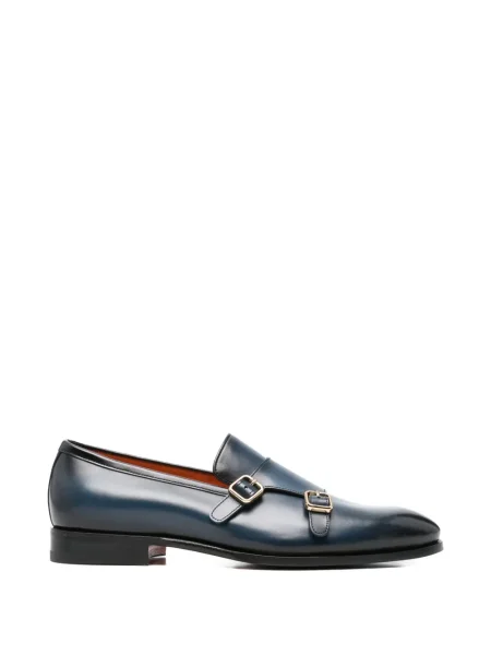 Pantofi loafer Santoni cu cataramă cu bretele albastru