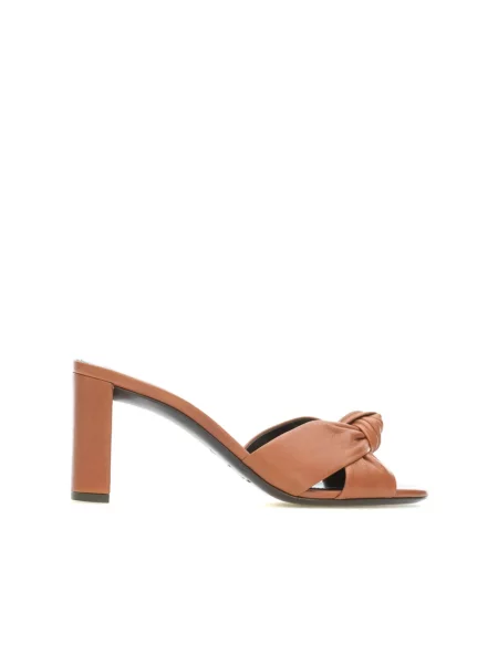 Klapki mules Saint Laurent skórzane brązowe