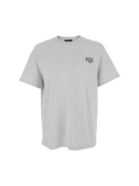 Koszulka A.p.c. z logo z dekoltem w kształcie litery U szara