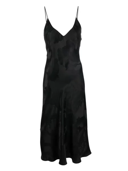 Rochie midi Carine Gilson de mătase cu imagine până la genunchi negru