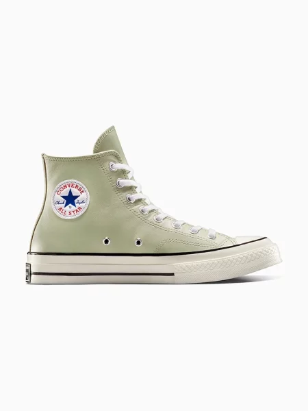 Кожаные кеды Converse зеленые