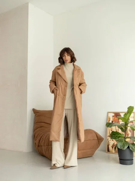 Пальто з утеплювачем Milirud світло-коричневий нейлон/поліестер коричневе