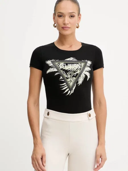Къс тениска Guess черно