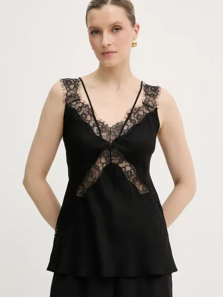 Pinko Bluza z naramnicami viskozna črna