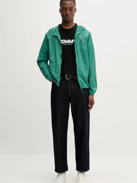 Tommy Jeans prechodná bunda pánska zelená