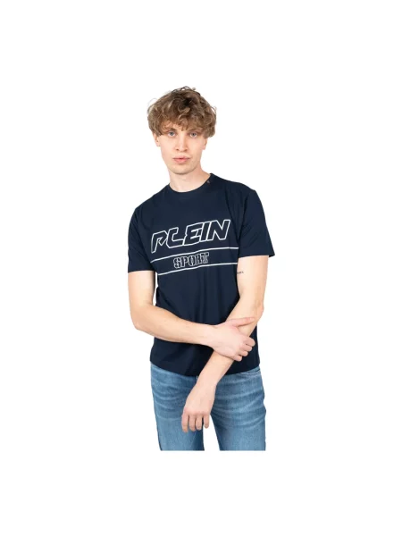 Koszulka sportowa Plein Sport z logo na siłownię niebieska