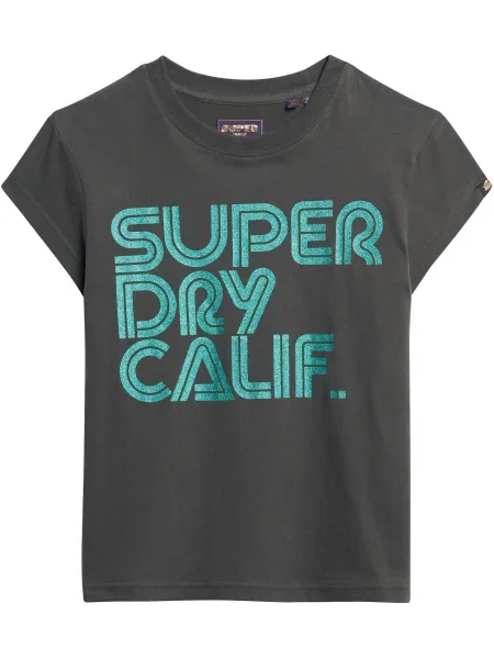 Superdry Tricou turcoaz / metalic gri