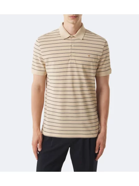 Tricou polo Valentino cu dungi bej