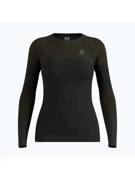 Tricou sport Odlo cu mâneci lungi cu decolteu în U negru