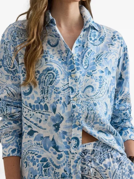 Риза Lauren Ralph Lauren с принт с пейсли десен синьо