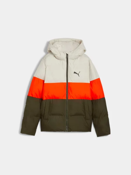 Дитяча Демісезонна куртка PUMA Poly Hooded Puffer Jacket комбінований верх зелений