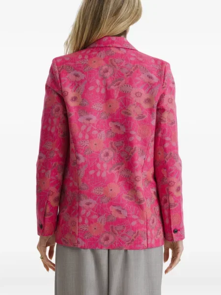 Geacă Cuanna cu model floral din jacard roz