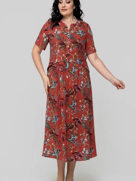 Сукня міді All Posa віскоза/модал червоний
