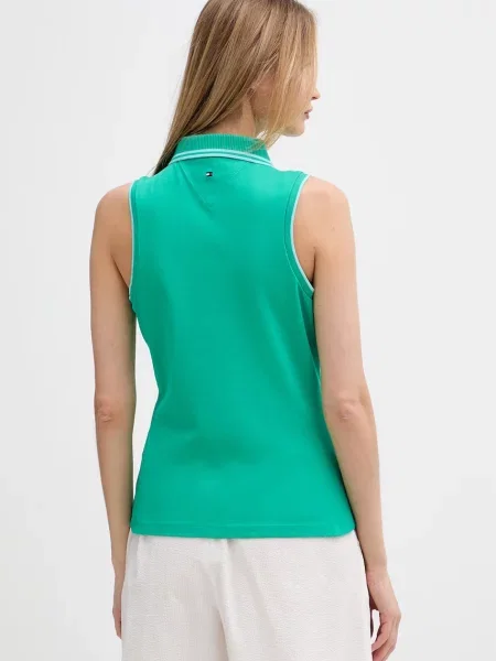Koszulka polo o kroju slim fit z mieszanki bawełny Tommy Hilfiger zielona