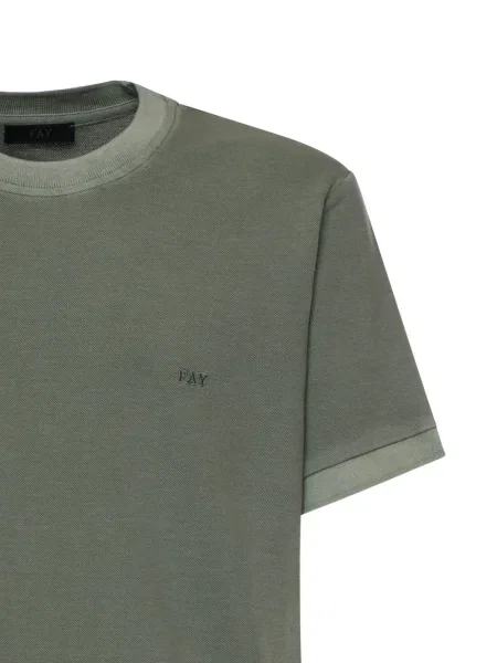 Tricou Fay cu broderie verde