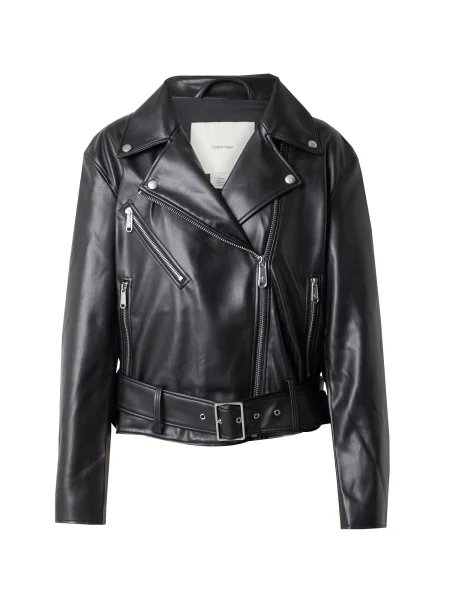 Usnjene denim jakna Calvin Klein Jeans črna