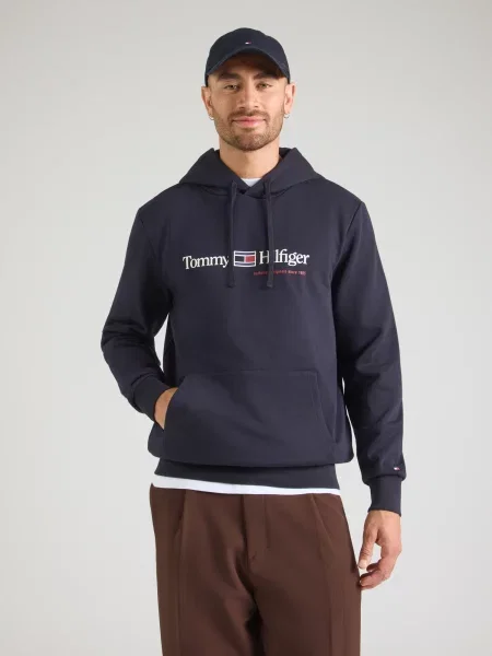 TOMMY HILFIGER Mikina námornícka modrá / enciánová / jasne červená biela