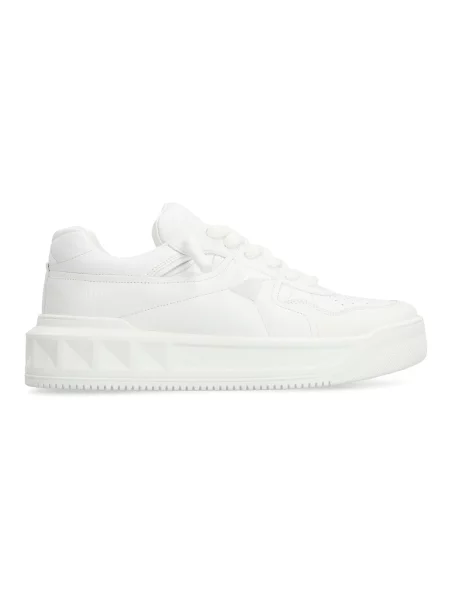 Lniane sneakersy Valentino One Stud białe