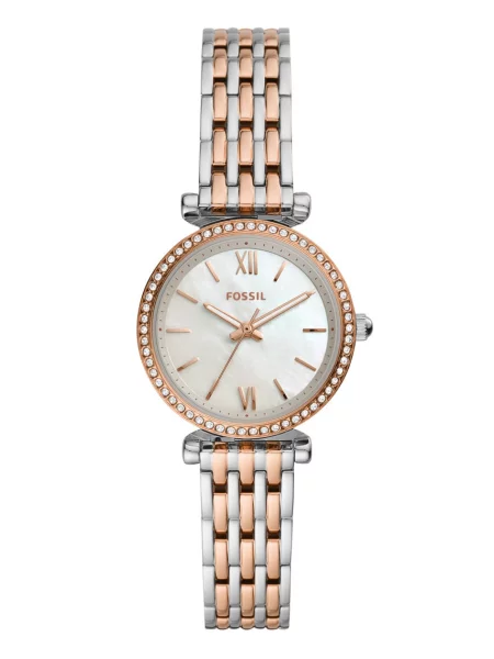 FOSSIL Ceas analogic Carlie Mini auriu / argintiu / perlat alb