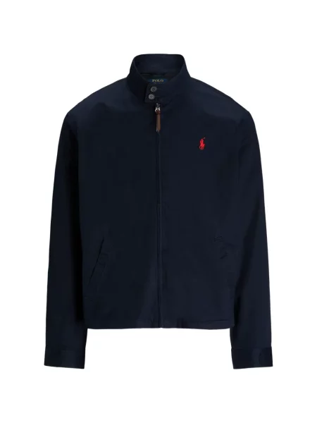Вълнена поло тениска Polo Ralph Lauren с връзки с принт синьо