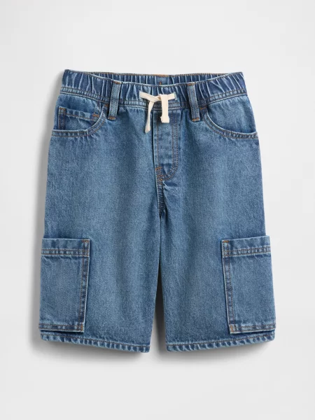 Pantaloni scurți din denim copii Gap albastru