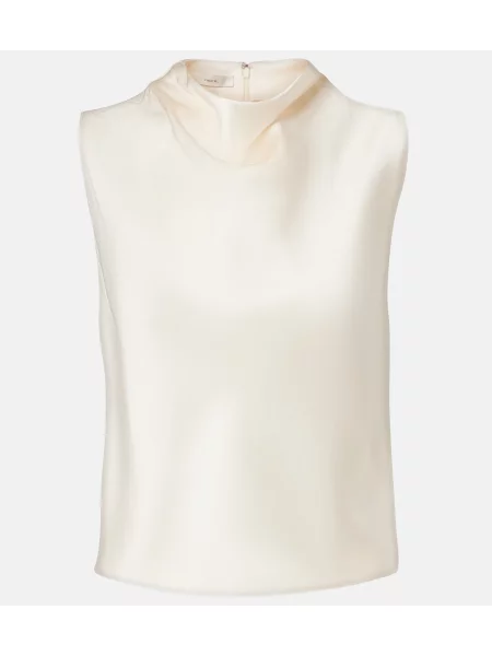 Satynowy krótki top Vince biały