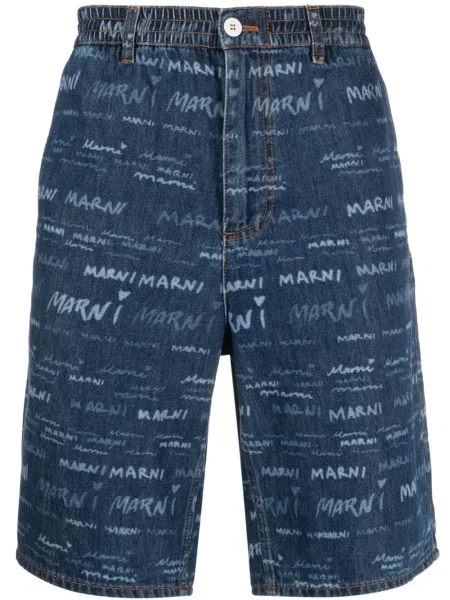 Pantaloni scurți din denim Marni cu imagine albastru