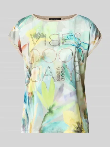 T-shirt z mieszanki z obszyciem z kamieni stras Betty Barclay miętowa