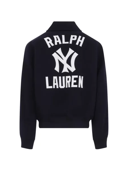 Geacă bomber Ralph Lauren Purple Label de lână cu autograf albastru