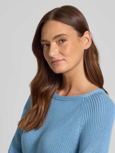 Regular Fit sweter dzianinowy z czystej bawełny Marc O'polo niebieski