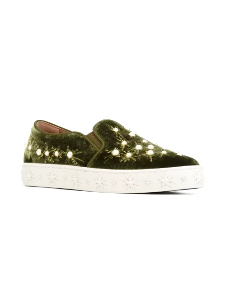 Chiloți Aquazzura cu perle slip-on verde