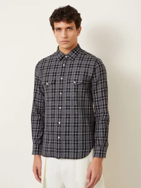 Tom Ford Košile Slim Fit šedá černá bílá