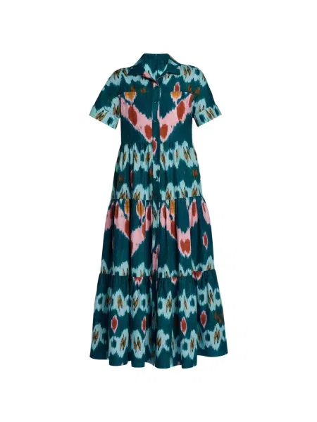 Rochie tip cămașă Erdem cu imagine verde