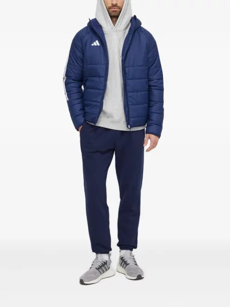 Geacă Adidas cu dungi alergare cu glugă verde