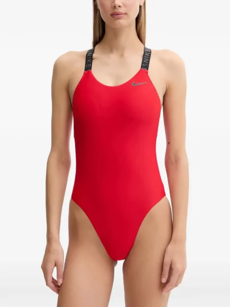 Cu centură slip de baie Nike din jacard cu dungi roz
