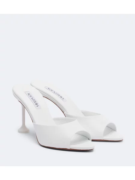 Papuci tip mules Aquazzura din piele alb