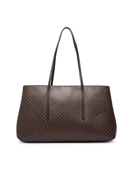 Calvin Klein Ročna torba Emblem Aop Medium Work Tote Temno rjava