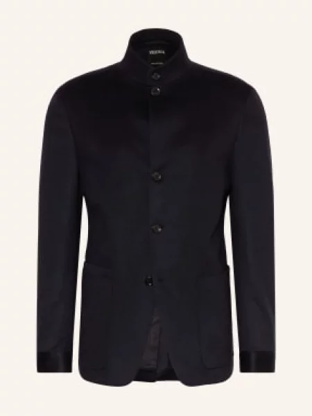 Zegna Kašmírové Sako Regular Fit tmavě modrá