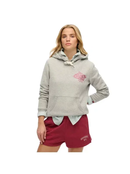 Metaliczna bluza z kapturem Superdry Athletic szara