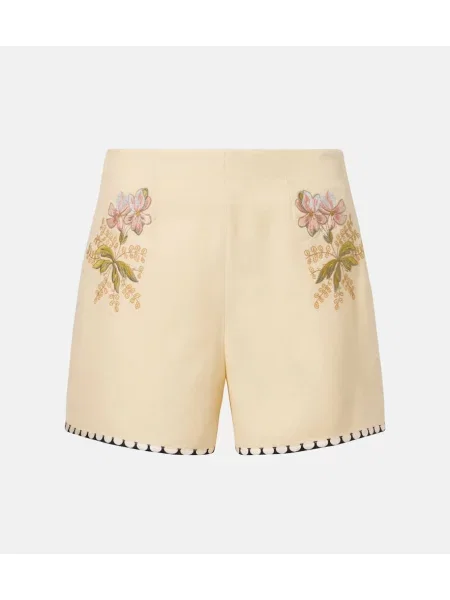 Pantaloni scurți Valentino cu broderie cu model floral galben