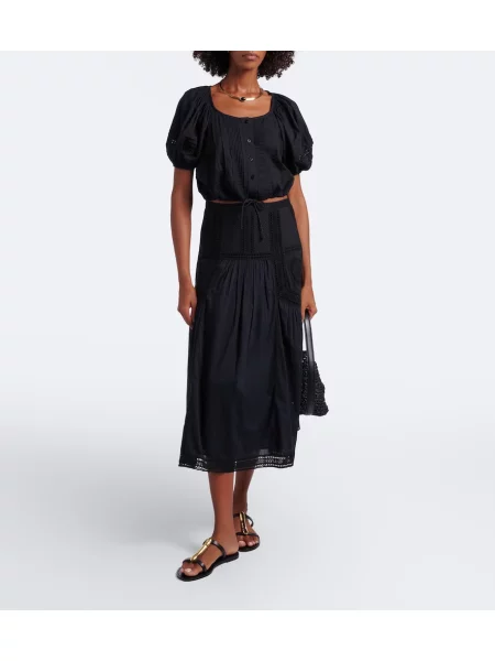 Top Ulla Johnson cu broderie negru