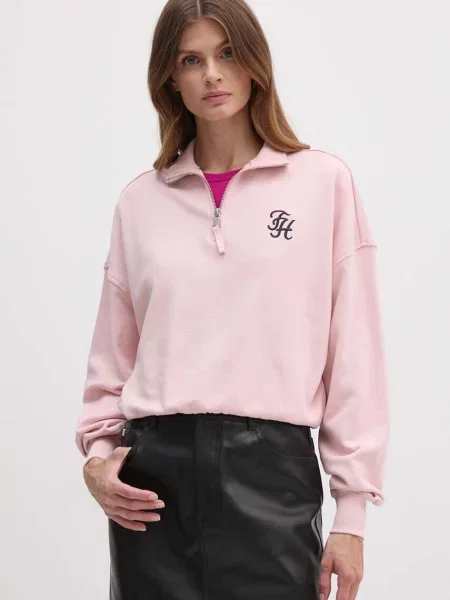 Tommy Hilfiger bluza z aplikacją różowy