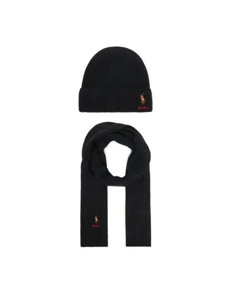 Polo Ralph Lauren Комплект шал и шапка черен
