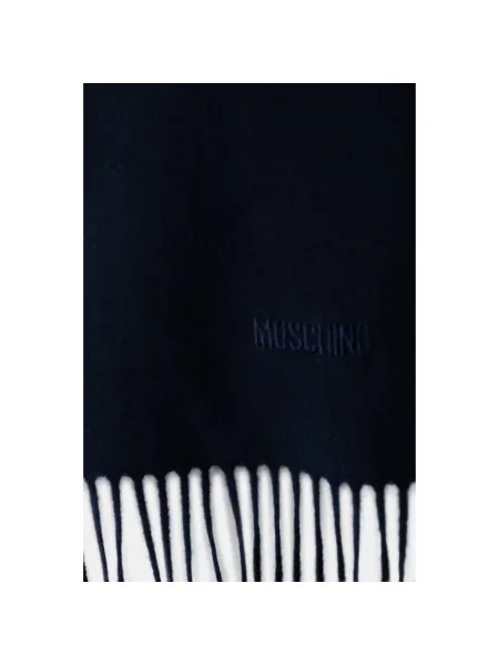 Moschino szalik z wełny merino niebieska