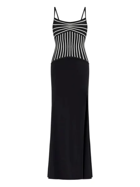 Rochie Hervé Léger cu dungi cu crăpătură negru