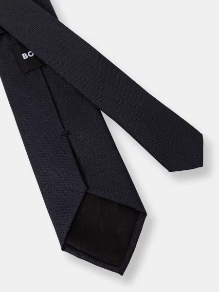BOSS kravata z dodatkom svile H-TIE modra