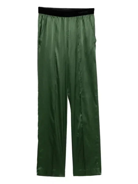 Pantaloni Tom Ford din satin verde