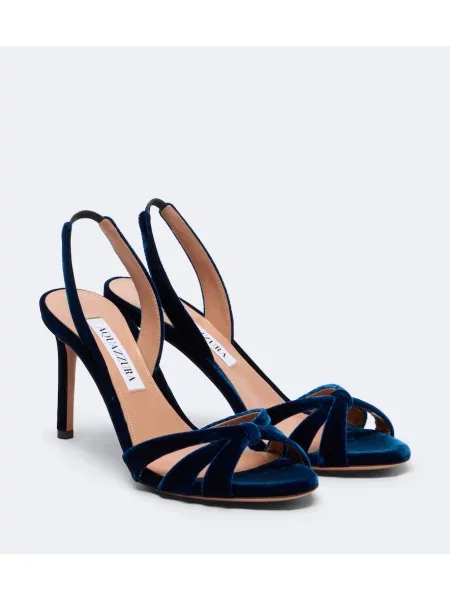 Sandale Aquazzura de catifea slingback albastru